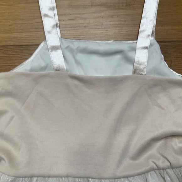 Sparkly Sequin Strapped Dress Cream and Silver - Picture 5 of 9